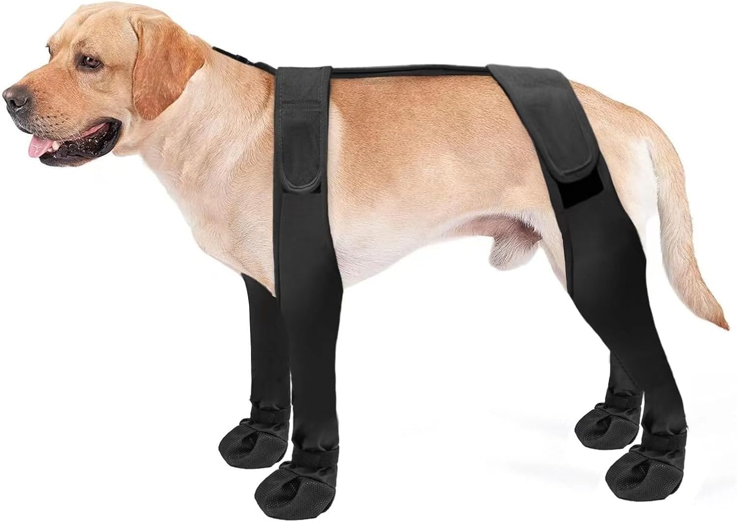 Dog Boots with Straps - Black High Anti-Slip Waterproof Dog Shoes Adjustable Straps Winter Snow Rain Protection Paw Boots for Dogs - Image 1