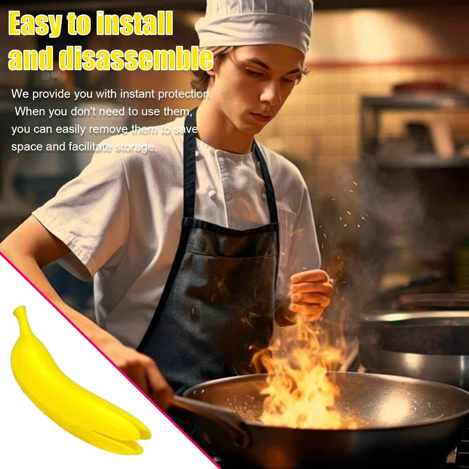 Yellow Banana Shaped Silicone Oven Mitts 1 Piece Heat Resistant Up to 240°C Scratch Resistant Suitable for Cast Iron Cookware Pans Dishwasher Safe - Image 6