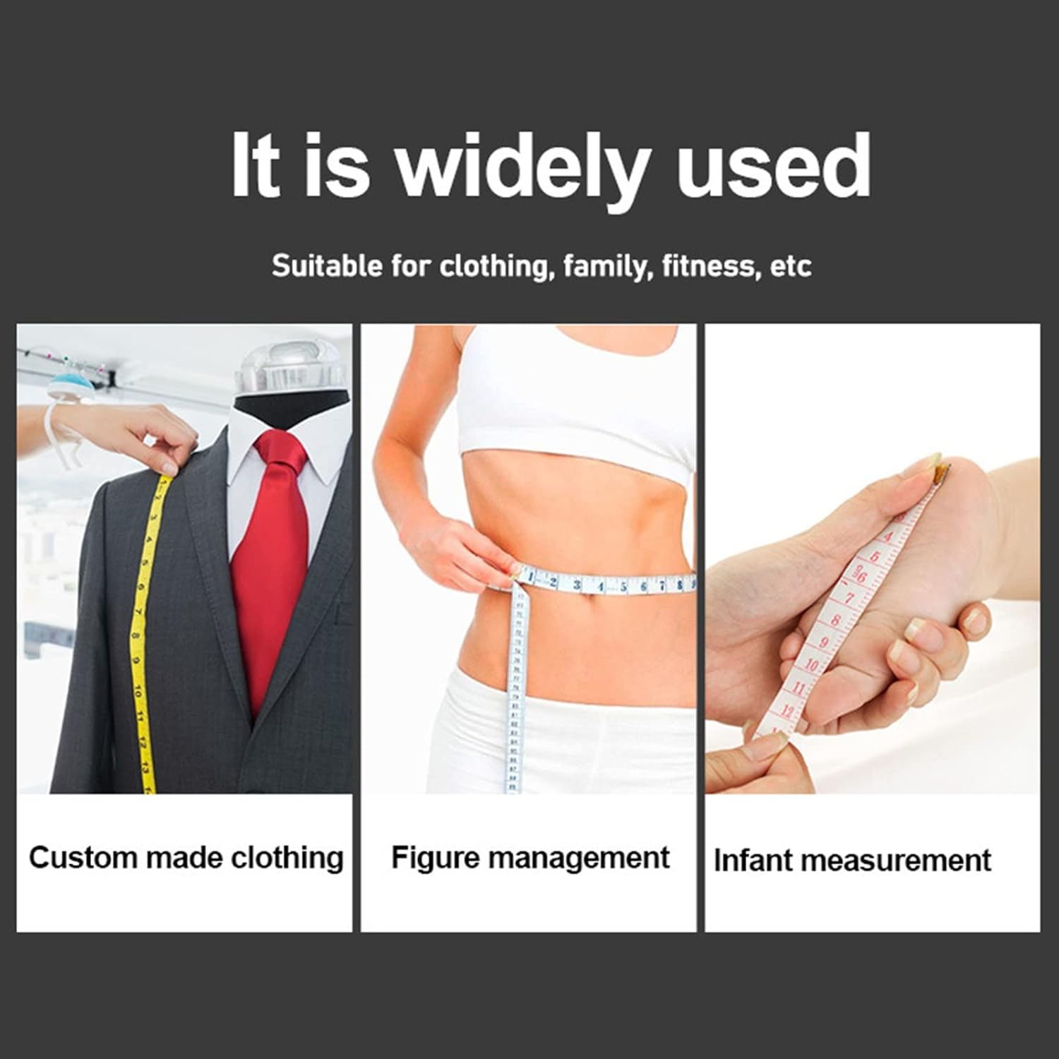 4 Pack Double-Sided Measuring Tape 60 Inch 1.5m Retractable Soft Portable with Keychain for Tailors and Seamstresses - Image 2