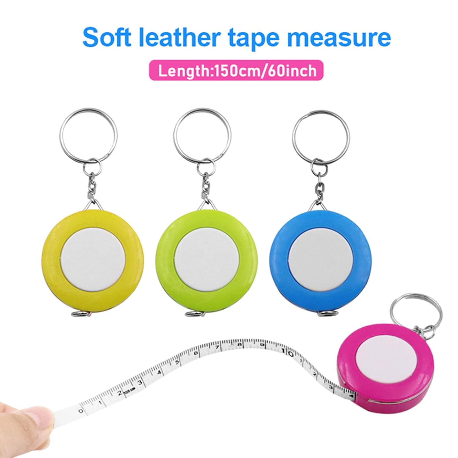 4 Pack Double-Sided Measuring Tape 60 Inch 1.5m Retractable Soft Portable with Keychain for Tailors and Seamstresses - Image 4