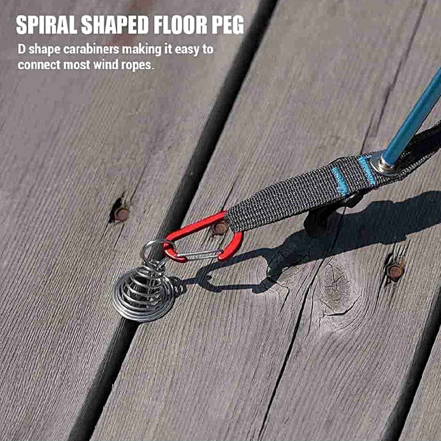 10 Pack Tent Pegs Aluminium Alloy Visgraat Shaped Windproof Octopus Tenthorns with Spring Clips Portable Rope Anchors for Camping Tents - Image 2