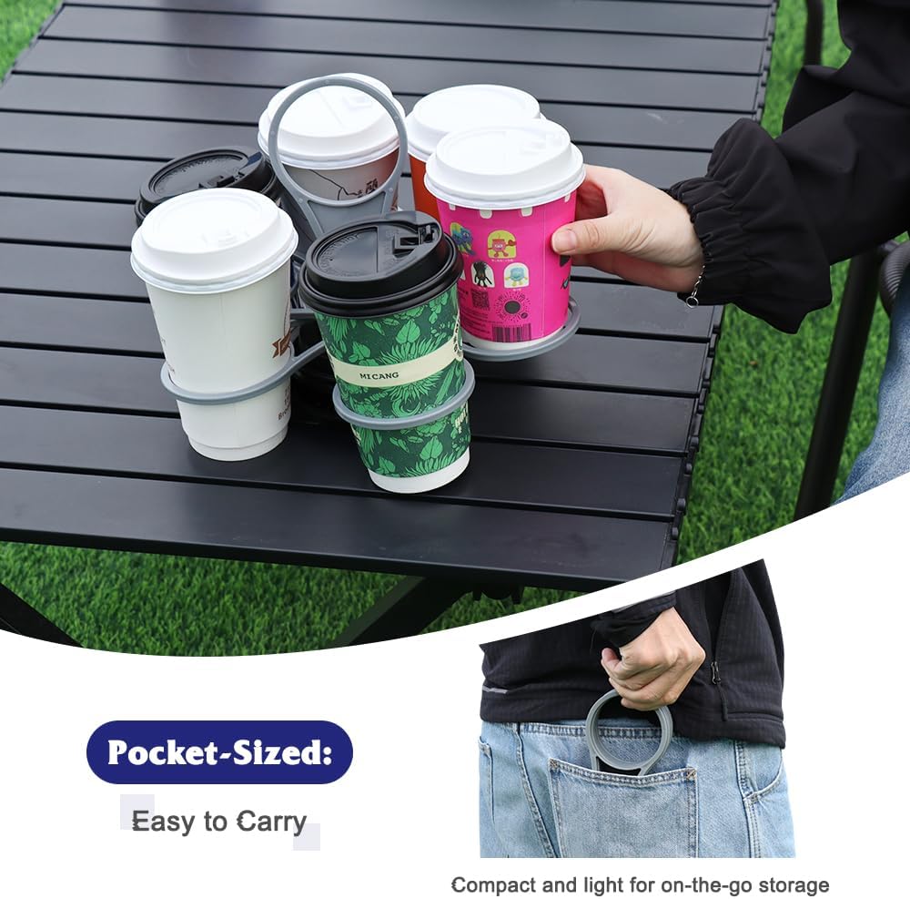 Foldable Drink Holder - 6-Cup Beverage Carrier/Storage Box - 2 Pack - Grey - Collapsible Cup Holder for Coffee/Soft Drinks/Pints/Beer - Portable Sturdy Durable Reusable - Ideal for Festivals Sports Events Concerts - Image 3