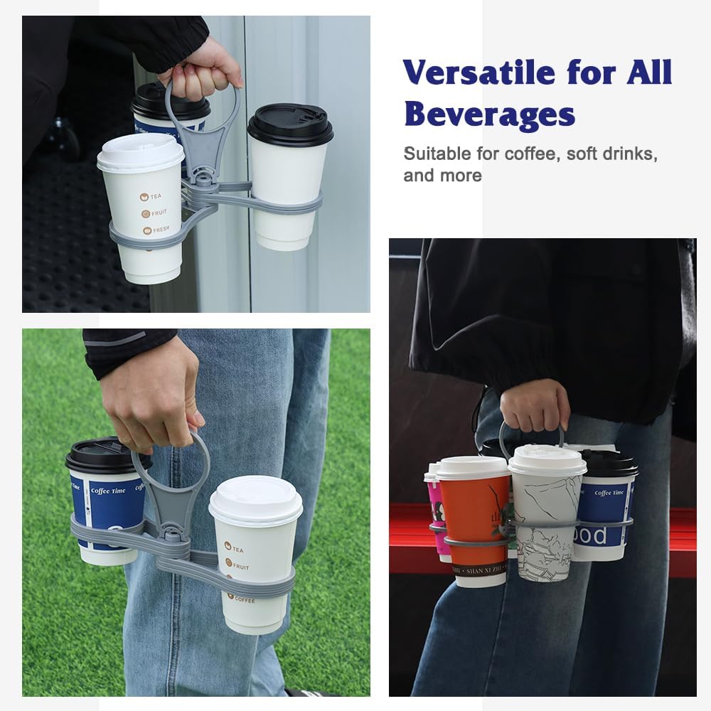 Foldable Drink Holder - 6-Cup Beverage Carrier/Storage Box - 2 Pack - Grey - Collapsible Cup Holder for Coffee/Soft Drinks/Pints/Beer - Portable Sturdy Durable Reusable - Ideal for Festivals Sports Events Concerts - Image 5