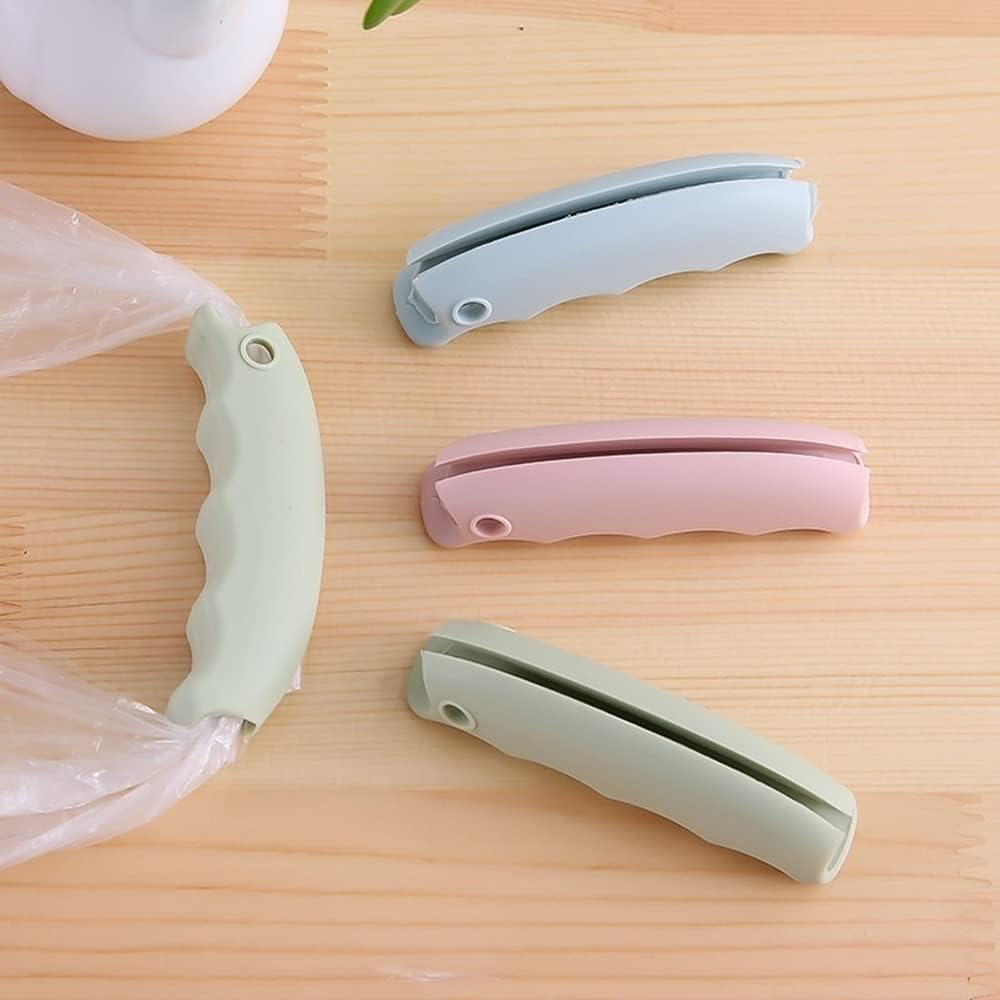 3-Piece Shopping Bag Handles Set - Blue Green Pink - Soft Padded Silicone Grips with Keyhole - Anti-Slip Comfortable Kitchen Gadget for Easy Shopping - Image 4