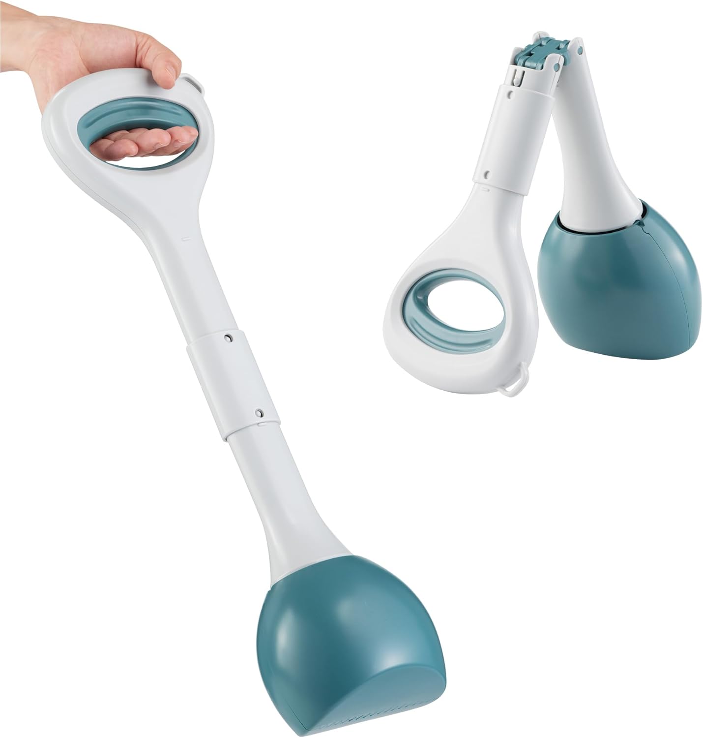 Dog Poop Scooper - 1 Piece - Dark Green - Pet Waste Remover with Secure Closure and Smooth Button - Long Durable Handle - Suitable for Dogs and Cats - Image 1