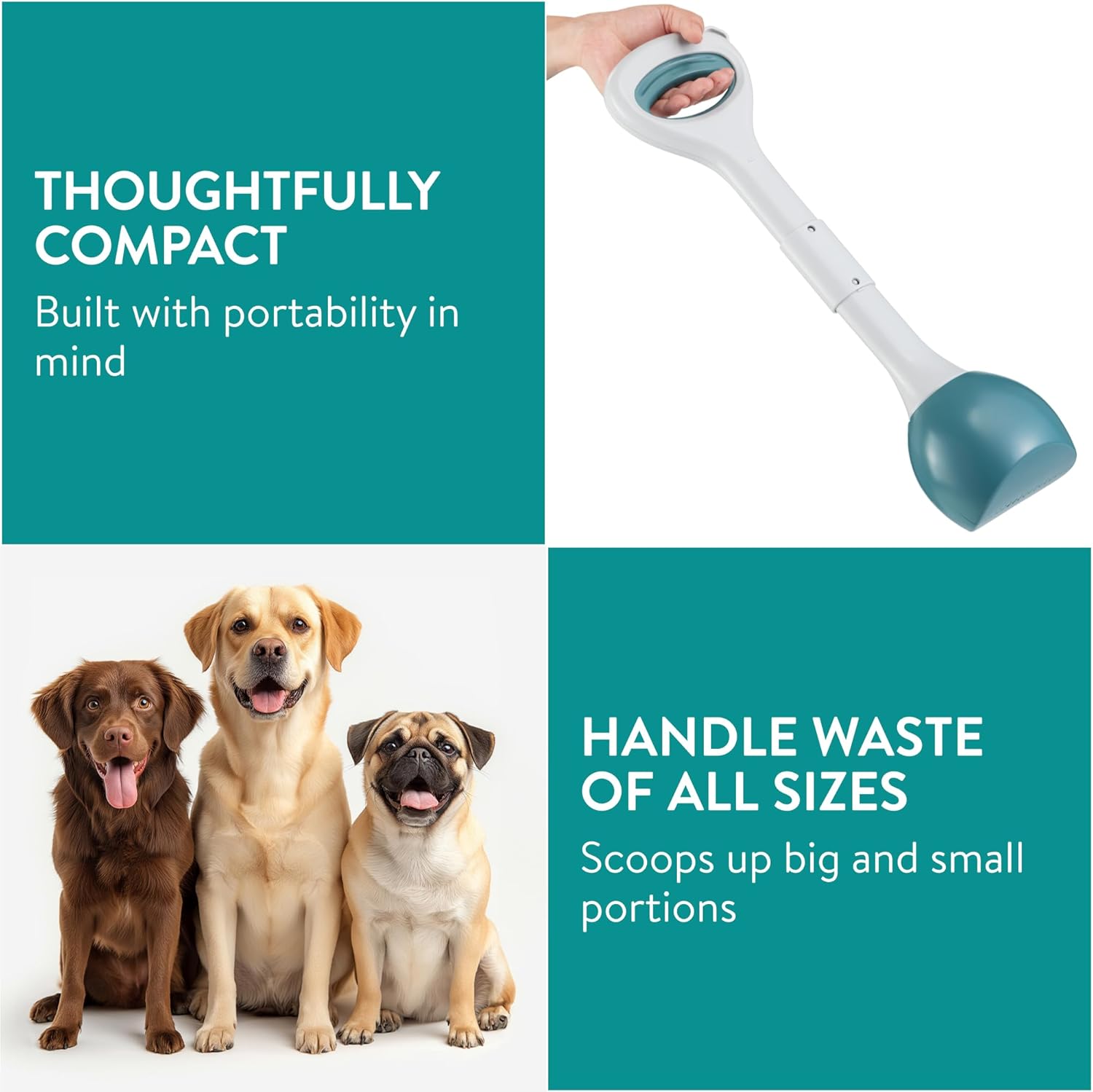 Dog Poop Scooper - 1 Piece - Dark Green - Pet Waste Remover with Secure Closure and Smooth Button - Long Durable Handle - Suitable for Dogs and Cats - Image 3