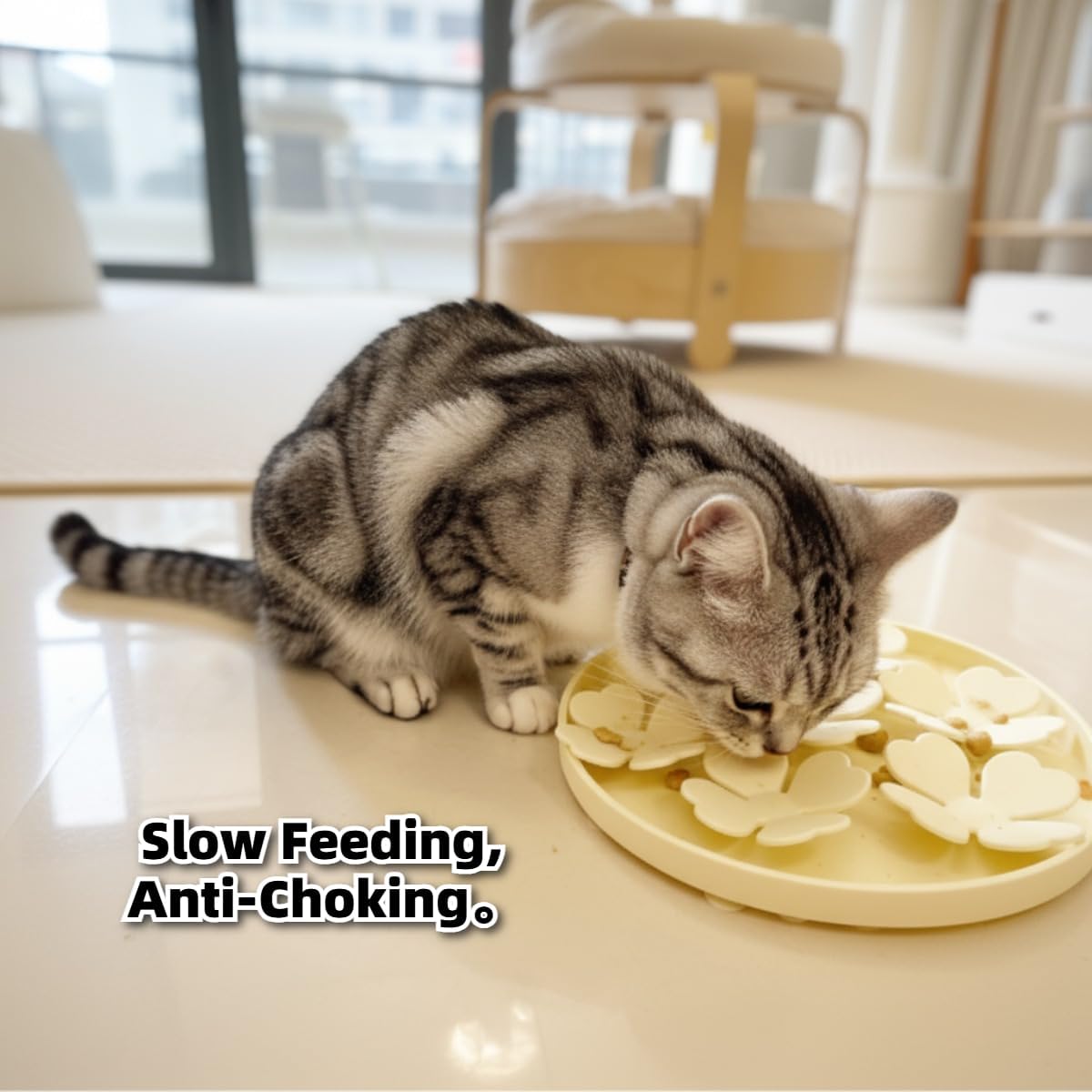 Slow Feeder Bowl for Cats and Dogs Yellow Anti-Choking Educational Pet Toy BPA-Free Silicone Bowl for Fast Eaters - Image 4