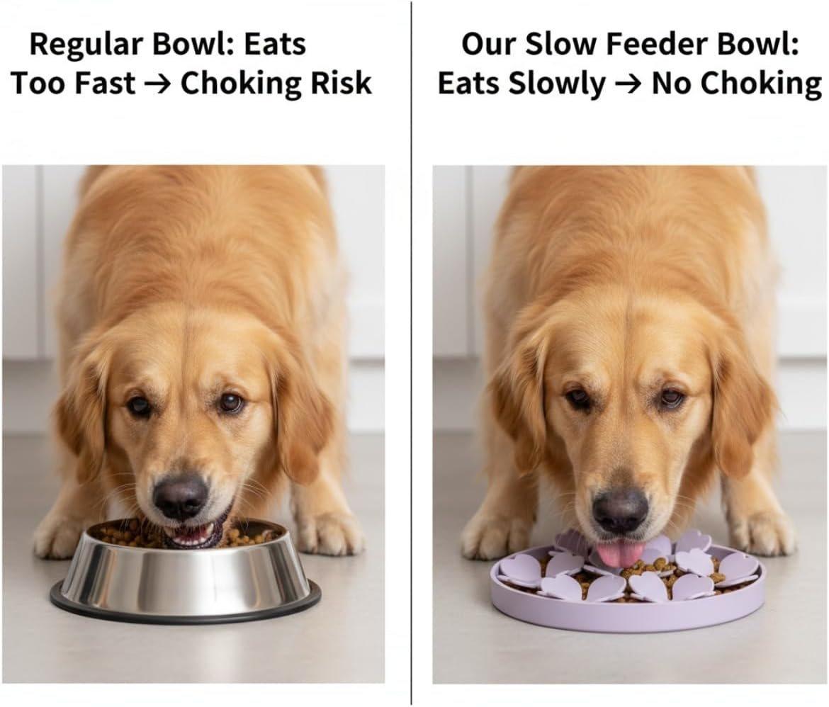 Slow Feeder Bowl for Cats and Dogs Yellow Anti-Choking Educational Pet Toy BPA-Free Silicone Bowl for Fast Eaters - Image 5