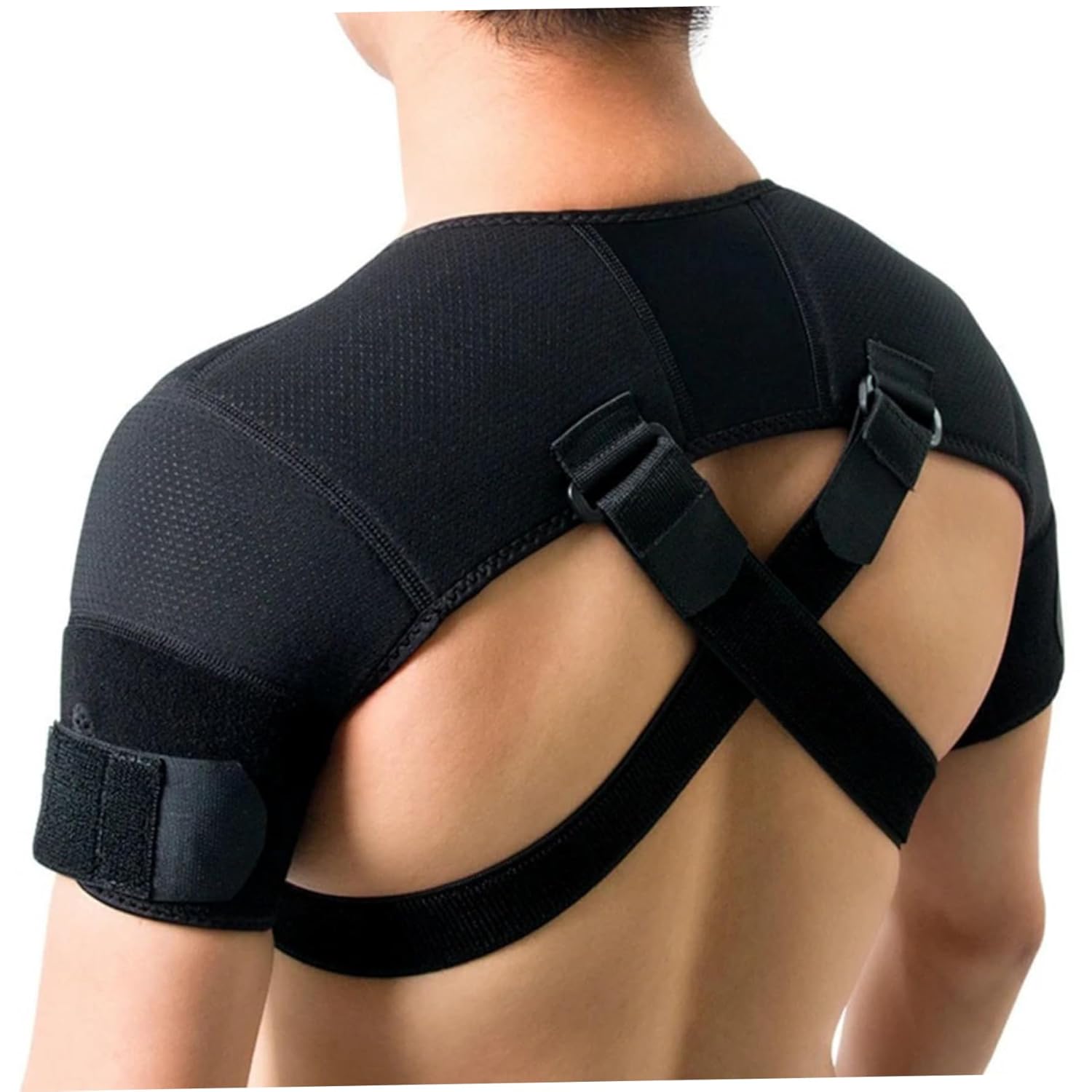 Adjustable Shoulder Support Brace - Black - Breathable Protective Shoulder Sleeve for Sleeping, Sports & Daily Use - Image 1