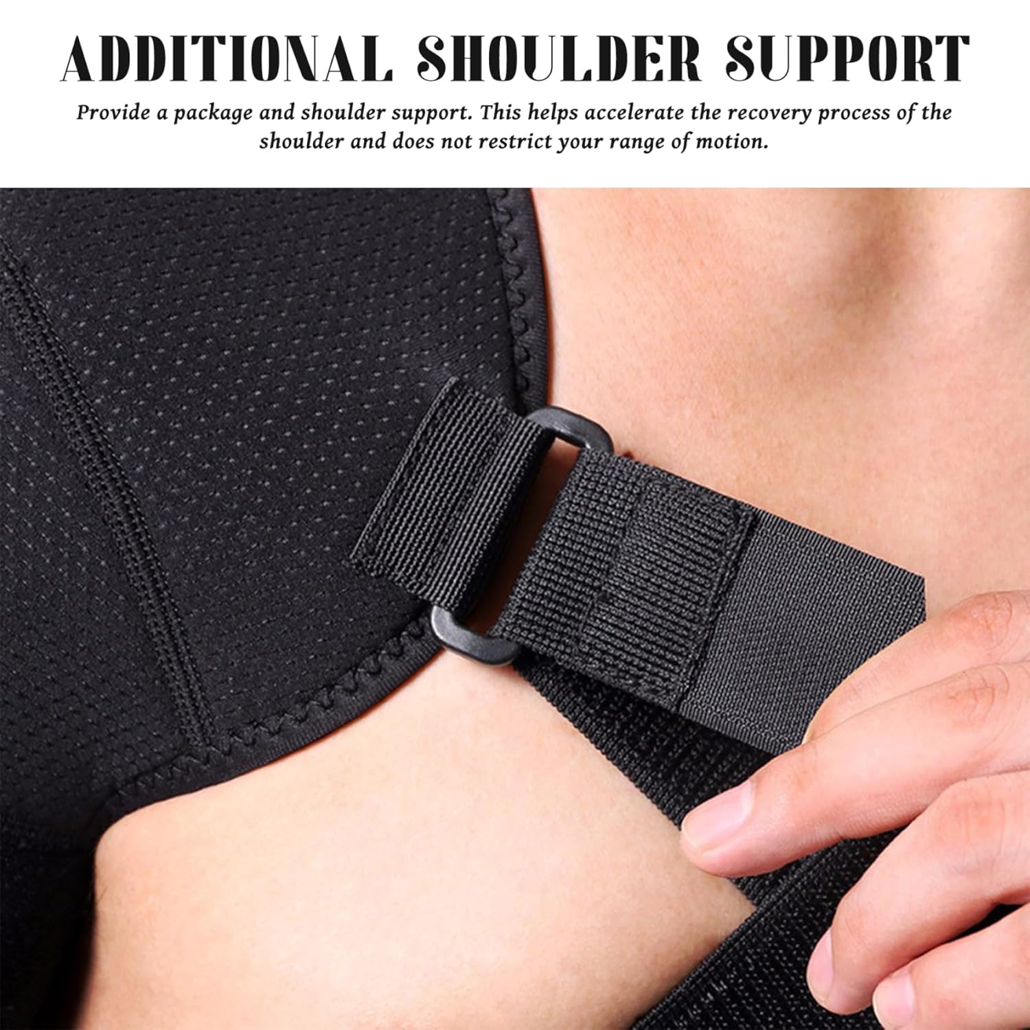 Adjustable Shoulder Support Brace - Black - Breathable Protective Shoulder Sleeve for Sleeping, Sports & Daily Use - Image 3