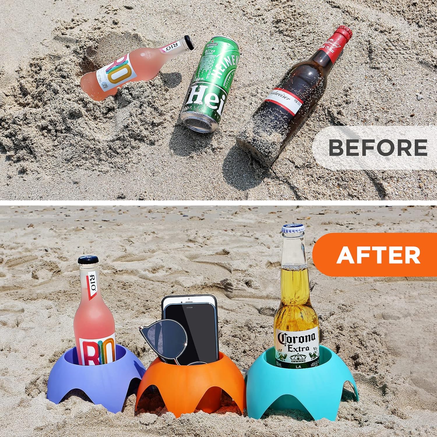 5 Pack Beach Drink Holders Multiple Colours Essential Beach Accessories for Vacation Must Have for Women Adults Family Friends - Image 4