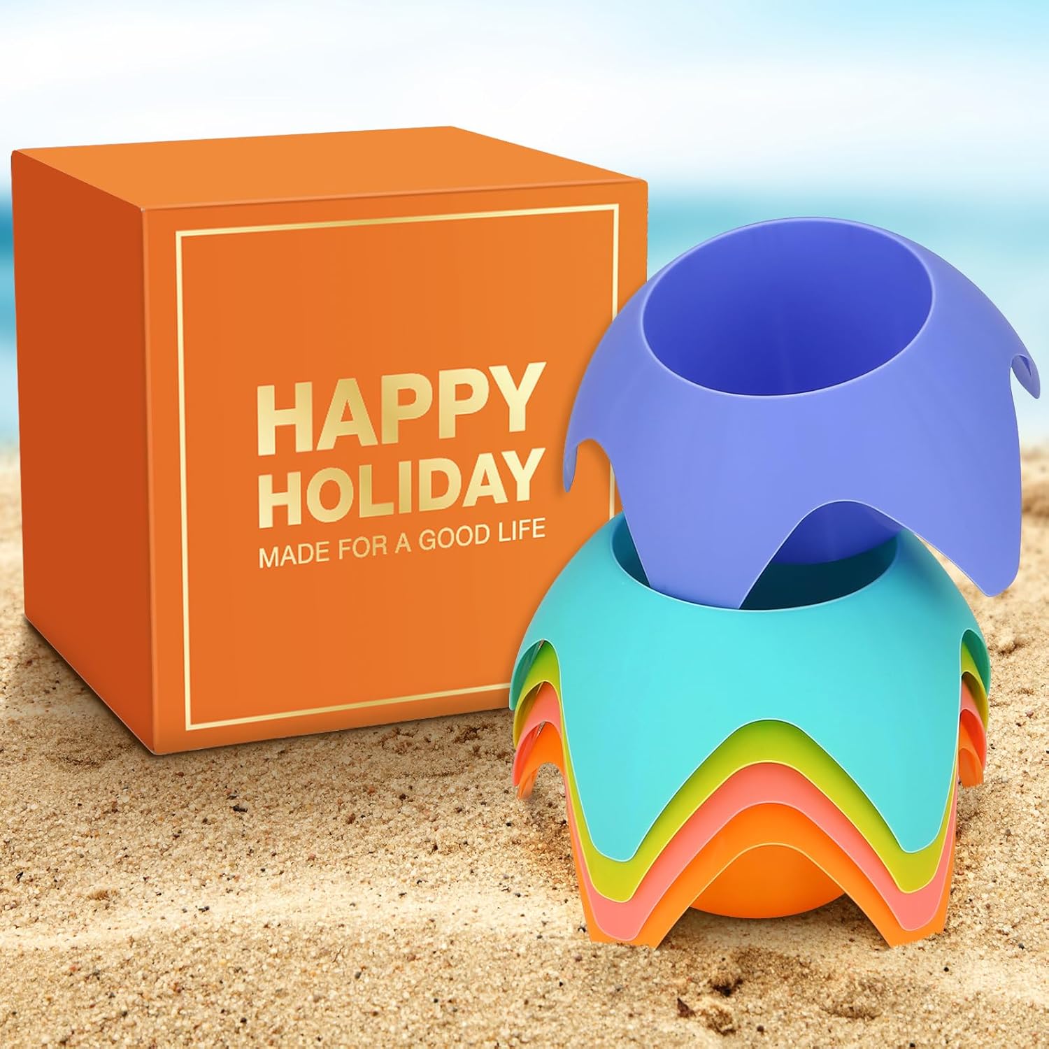 5 Pack Beach Drink Holders Multiple Colours Essential Beach Accessories for Vacation Must Have for Women Adults Family Friends - Image 7