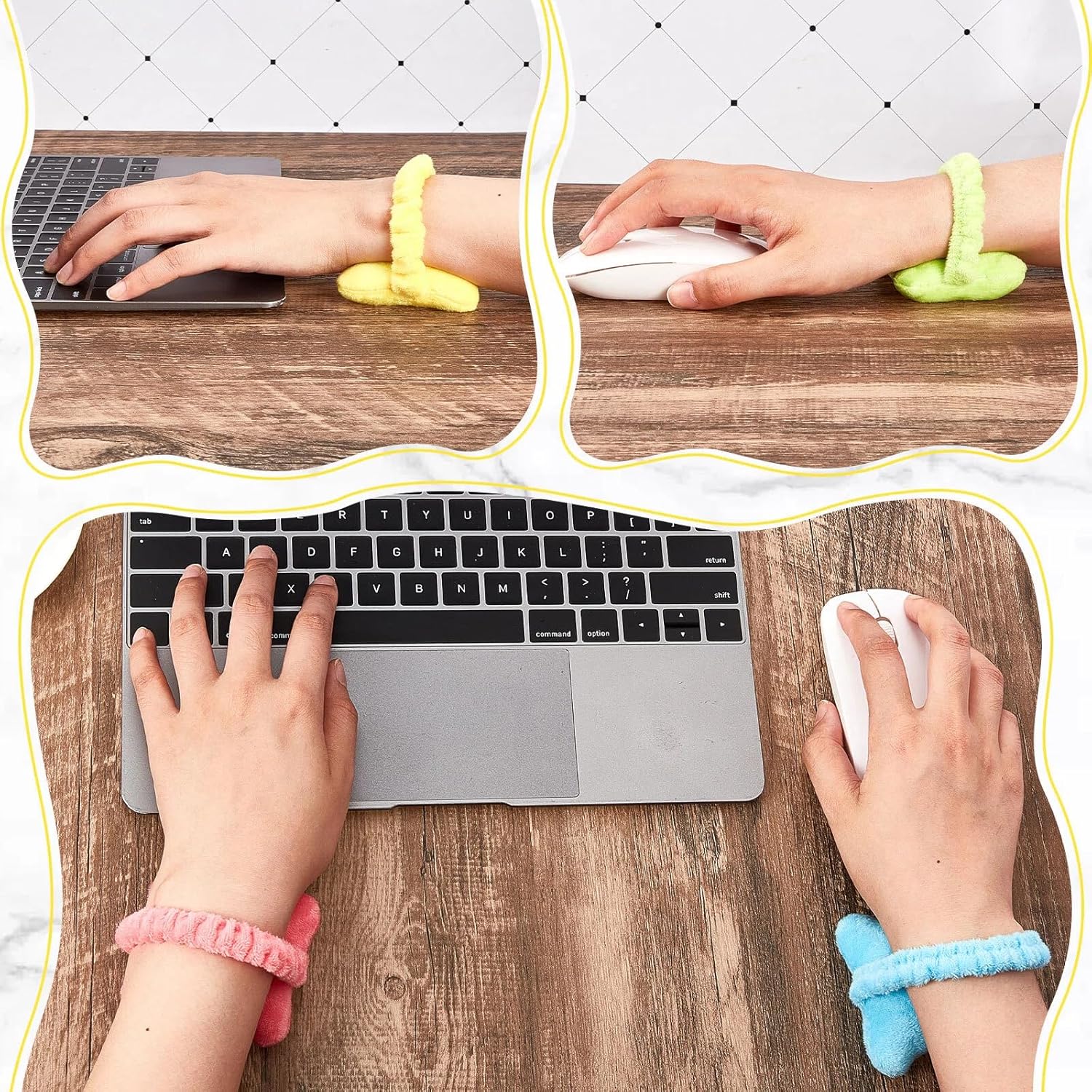 10-Pack Portable Ergonomic Wrist Rest for Typing Keyboard Computer Use Plush Material Curved Design - Image 3