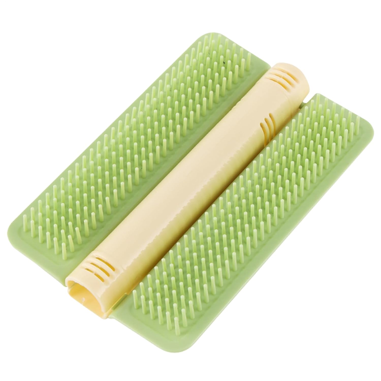 Cat Corner Brush Self-Adhesive - 1 Piece Green - Cat Massage Grooming Tool Wall Mounted Corner Hair Remover for Pet Fur Care - Image 1