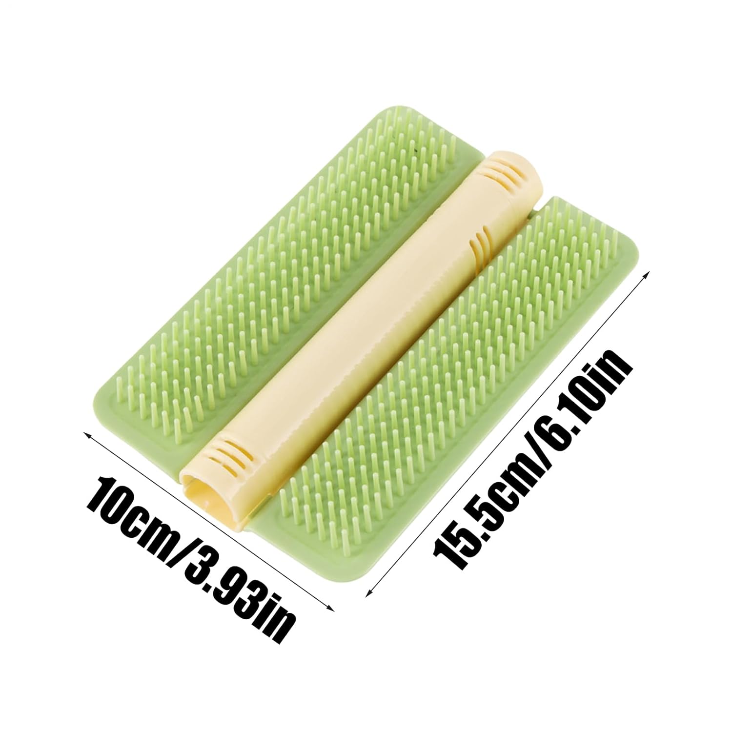 Cat Corner Brush Self-Adhesive - 1 Piece Green - Cat Massage Grooming Tool Wall Mounted Corner Hair Remover for Pet Fur Care - Image 2