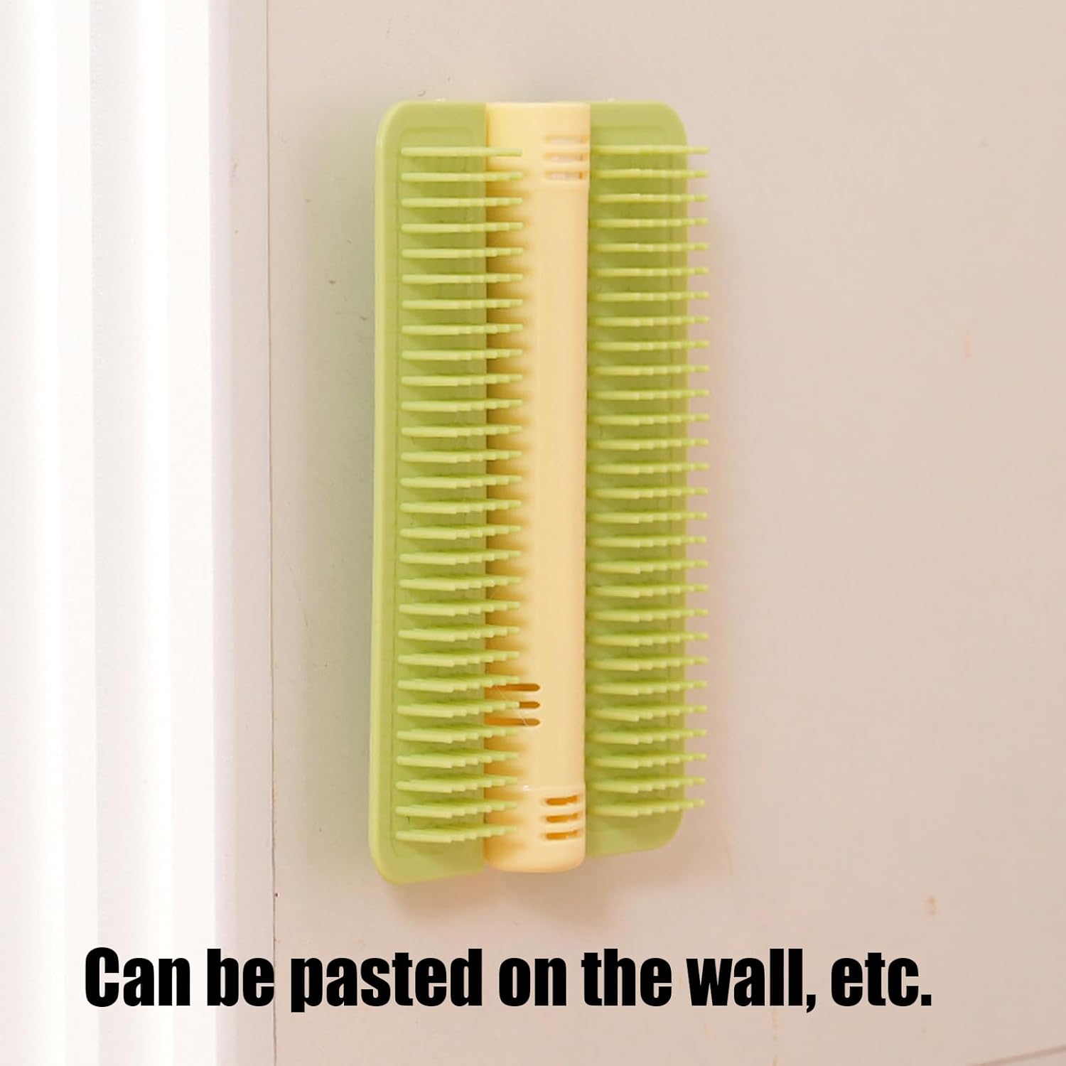 Cat Corner Brush Self-Adhesive - 1 Piece Green - Cat Massage Grooming Tool Wall Mounted Corner Hair Remover for Pet Fur Care - Image 4