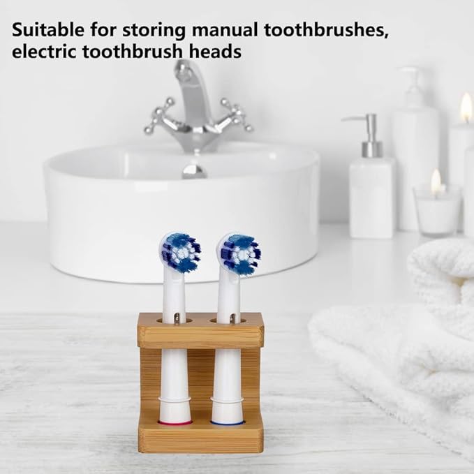 Bamboo Toothbrush Holder Organizer Set of 1 - Keep Bathroom Tidy & Hygienic - Stylish Sustainable Storage Solution - Image 3