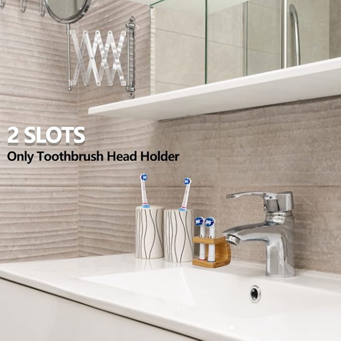 Bamboo Toothbrush Holder Organizer Set of 1 - Keep Bathroom Tidy & Hygienic - Stylish Sustainable Storage Solution - Image 5