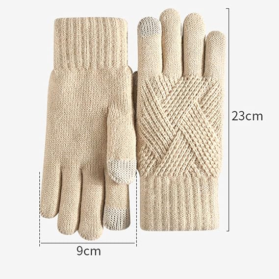 Unisex Beige Winter Running Gloves with Thick Fleece Lining for Warmth - Image 3