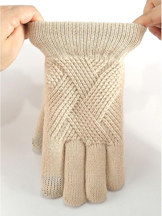 Unisex Beige Winter Running Gloves with Thick Fleece Lining for Warmth - Image 6