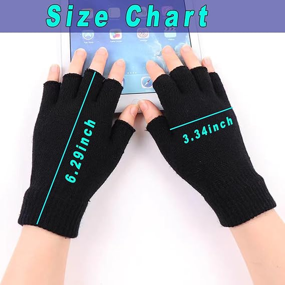 Unisex Black Touchscreen Gloves 2 Pack - Ideal for Work Writing Typing with Half Fingers - Image 6