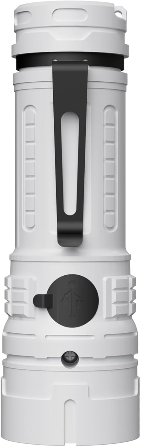 Rechargeable LED Torch - White - 1 Piece - Lightweight Portable Flashlight for Camping Backpacking Hiking - Image 1