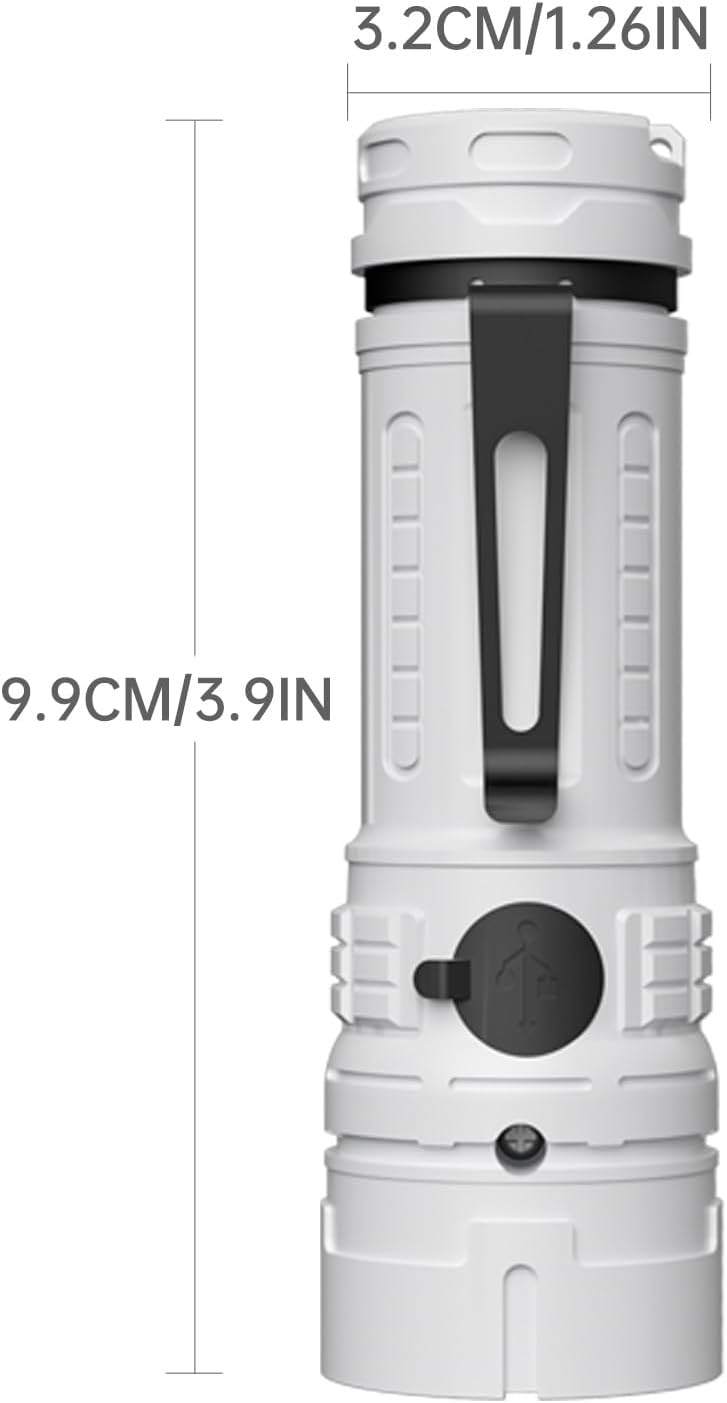 Rechargeable LED Torch - White - 1 Piece - Lightweight Portable Flashlight for Camping Backpacking Hiking - Image 5