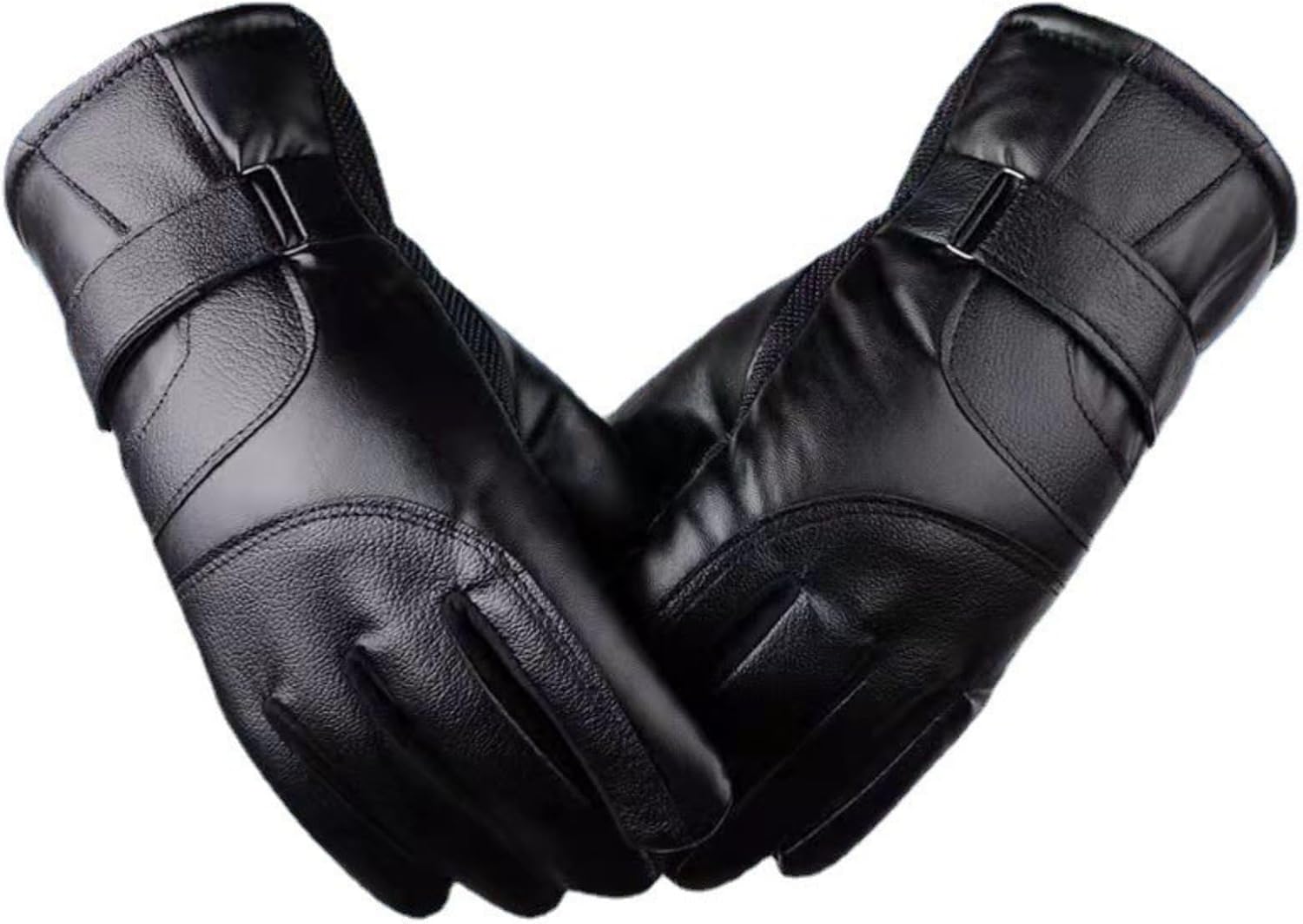 Men's Black Winter Gloves Thick Fleece Lined Warm for Outdoor Cycling Skiing - Image 1