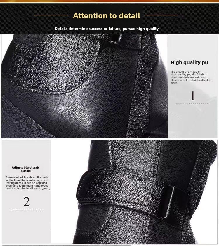 Men's Black Winter Gloves Thick Fleece Lined Warm for Outdoor Cycling Skiing - Image 7