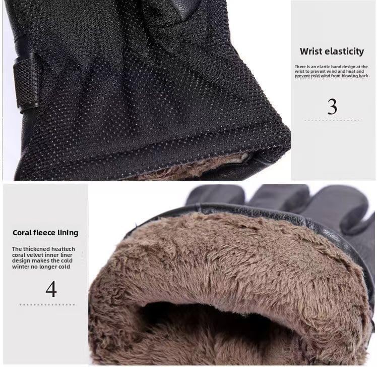 Men's Black Winter Gloves Thick Fleece Lined Warm for Outdoor Cycling Skiing - Image 8