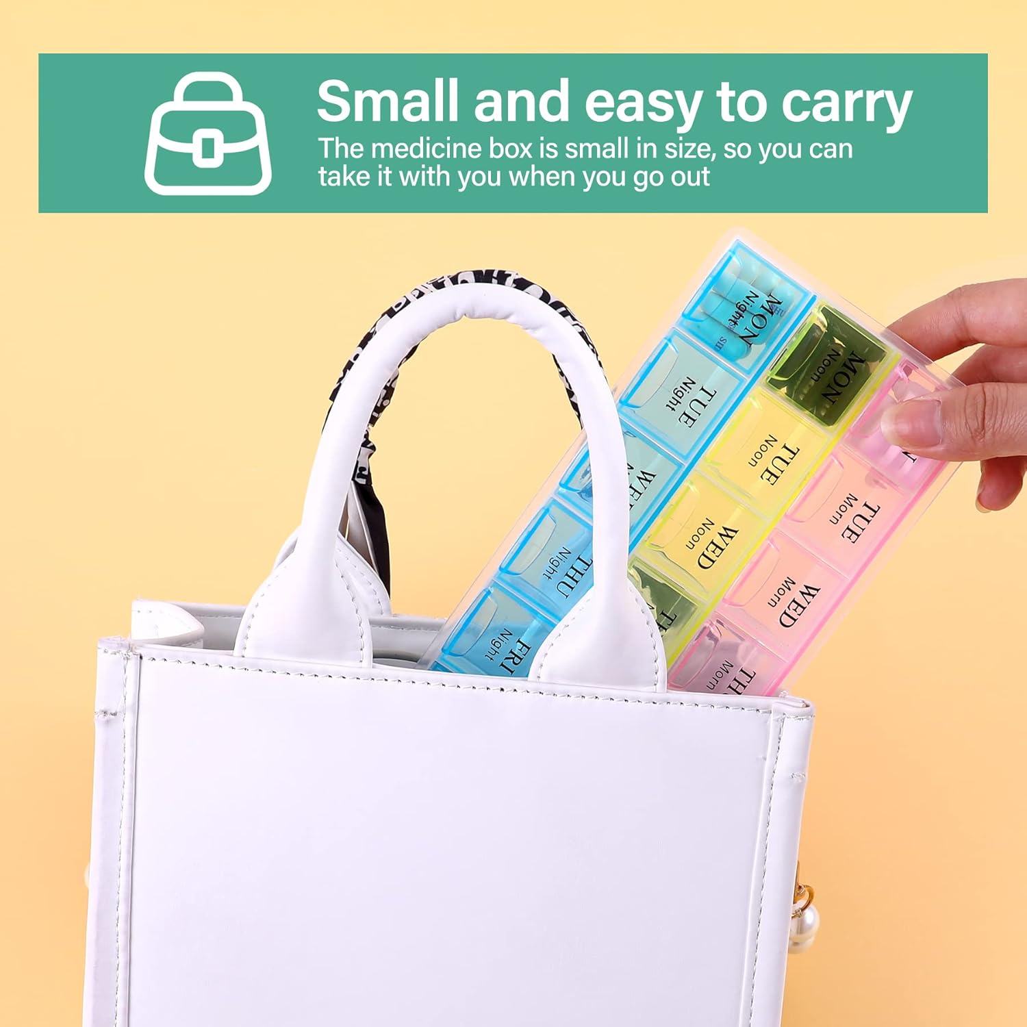 7 Day Pill Organizer 3 Compartments AM PM Evening 21 Slot Weekly Medication Storage Box - Image 4