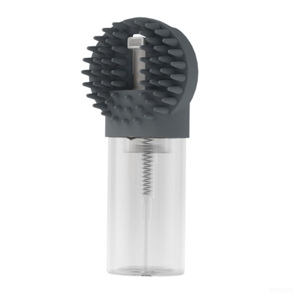 2-in-1 Silicone Pet Bath Brush with Shampoo Dispenser - Grey - Massage Grooming Tool for Dogs and Cats - Perfect for Bath Time Care - Image 1