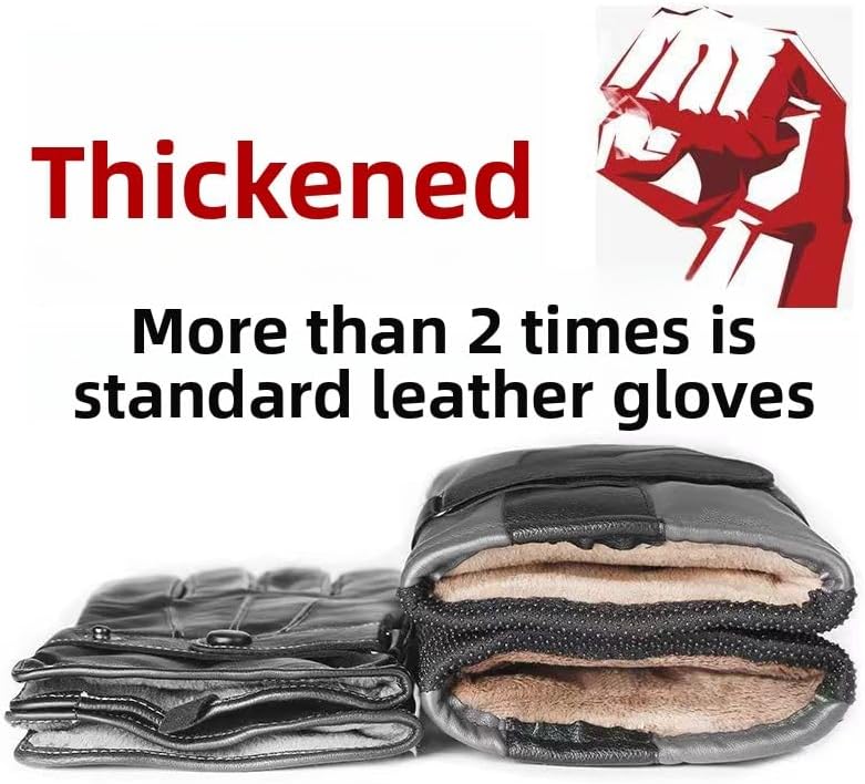 Men's Red Winter Gloves Thick Fleece Warmth for Outdoor Cycling Skiing - Image 4