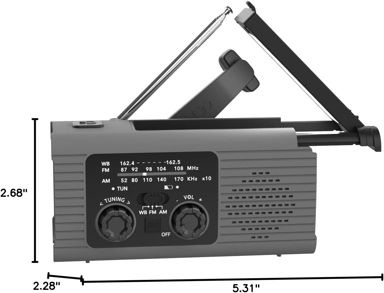 Multi-Colour Solar & Hand Crank Portable Radio 4000mAh Rechargeable Battery Operated Emergency Radio for Indoor Outdoor Use - Image 8