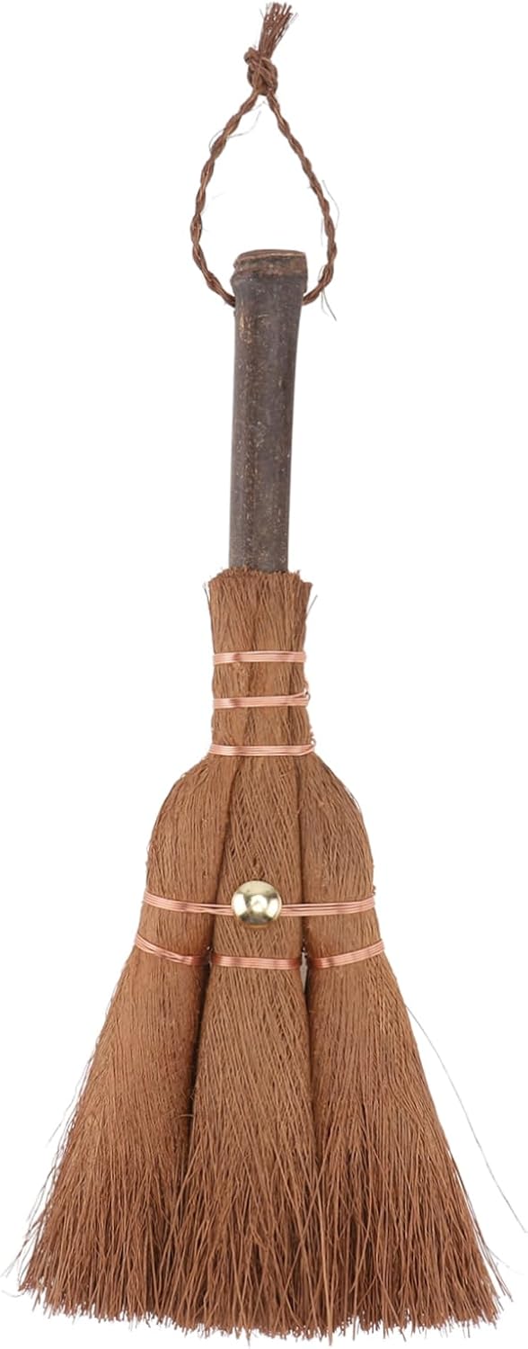 Mini Broom Brown Lightweight Durable Hanging Eye for Kitchen Camping 1 Piece - Image 1