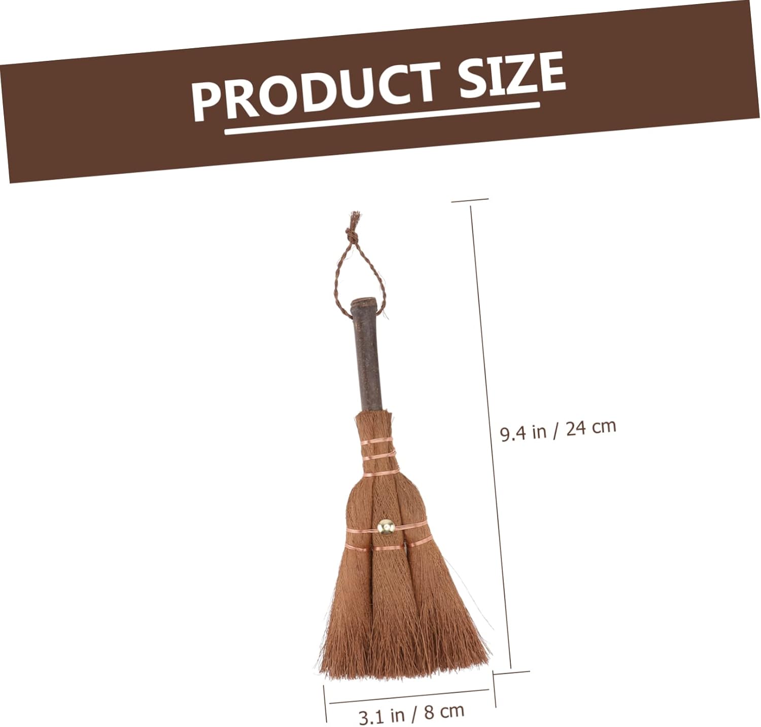Mini Broom Brown Lightweight Durable Hanging Eye for Kitchen Camping 1 Piece - Image 2