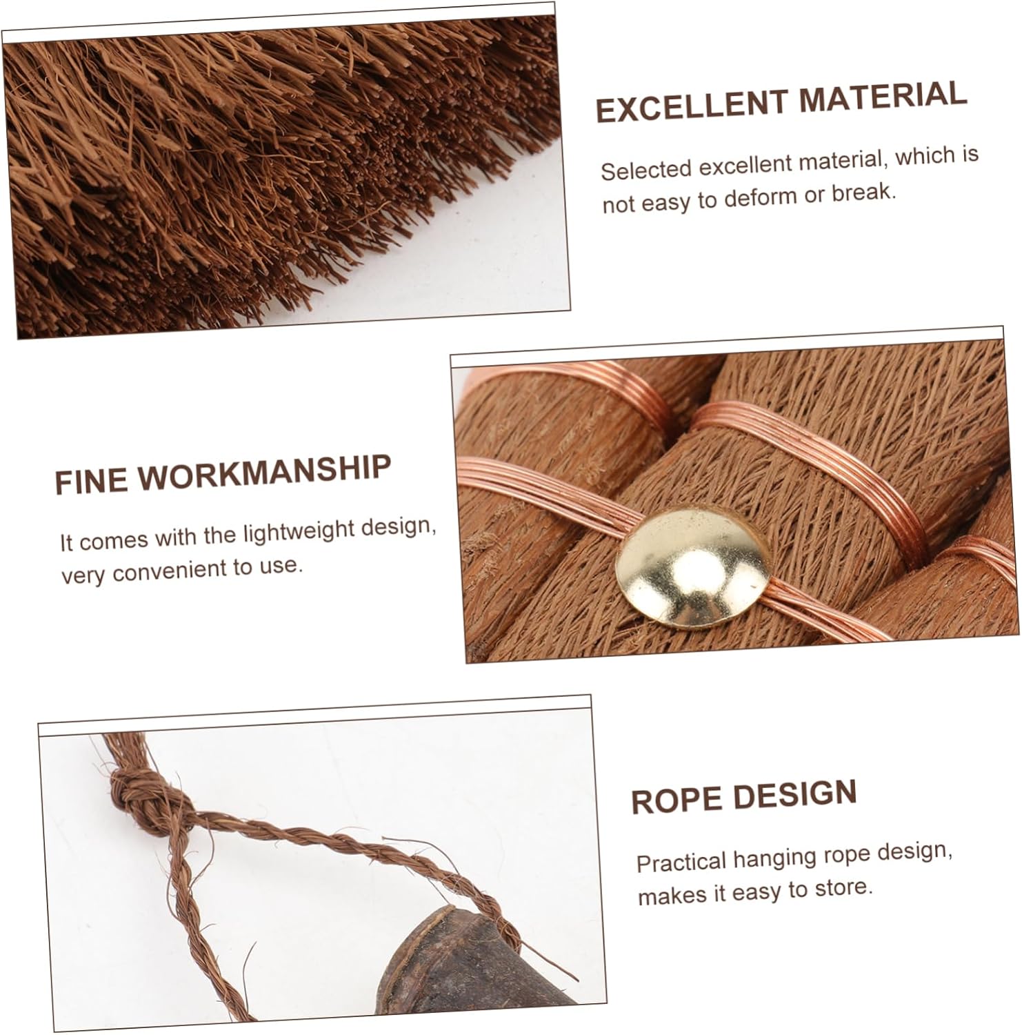 Mini Broom Brown Lightweight Durable Hanging Eye for Kitchen Camping 1 Piece - Image 4