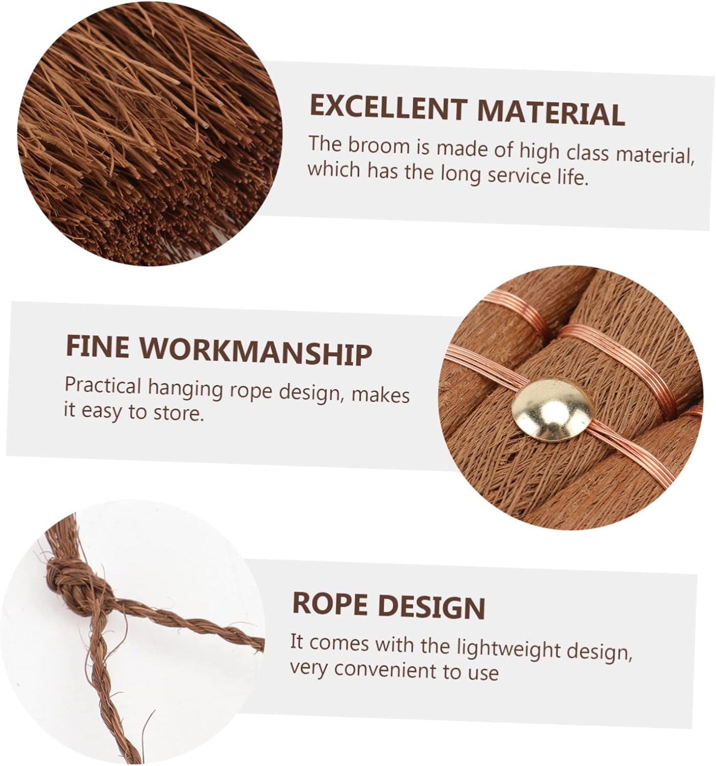 Mini Broom Brown Lightweight Durable Hanging Eye for Kitchen Camping 1 Piece - Image 7