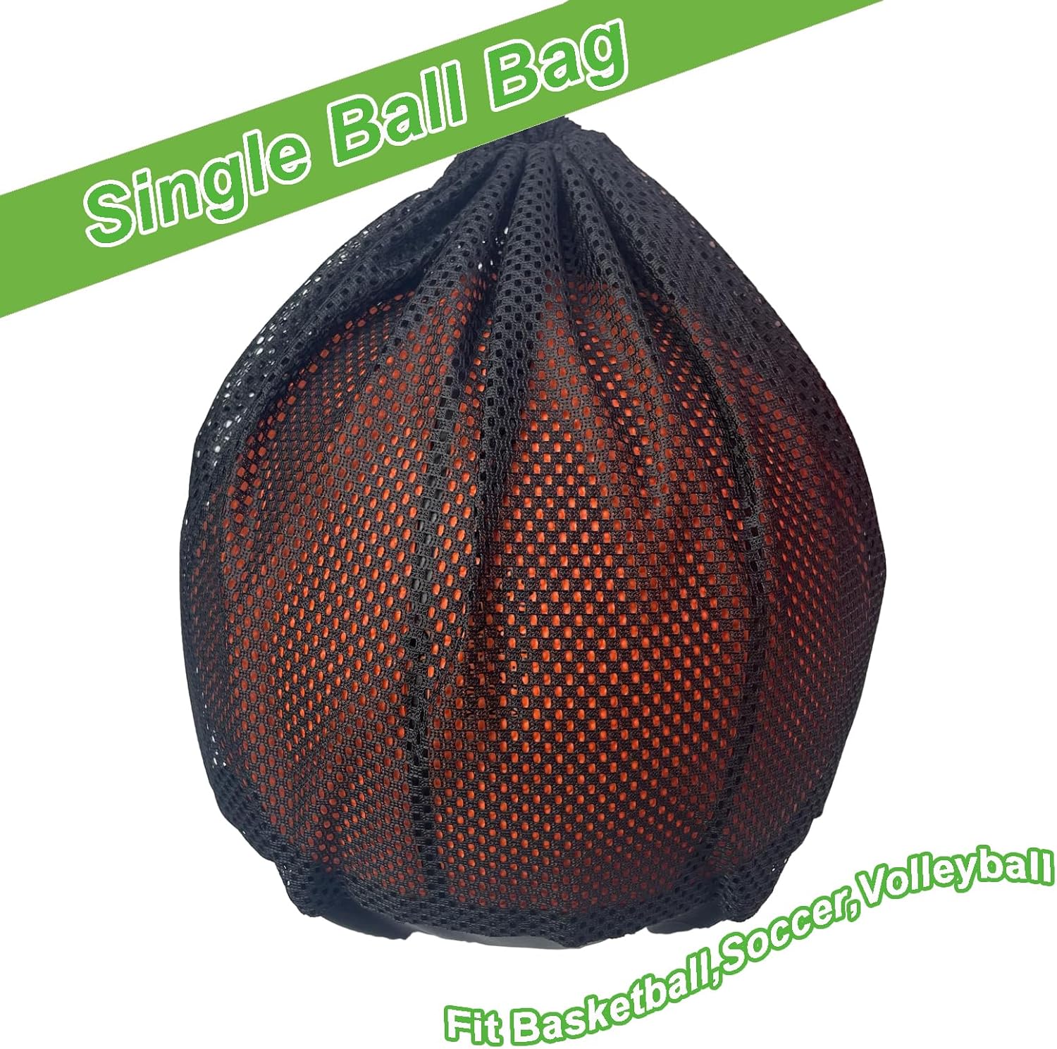 Black Crossbody Sports Ball Bag with Drawstring for Basketball Volleyball Football - Image 2