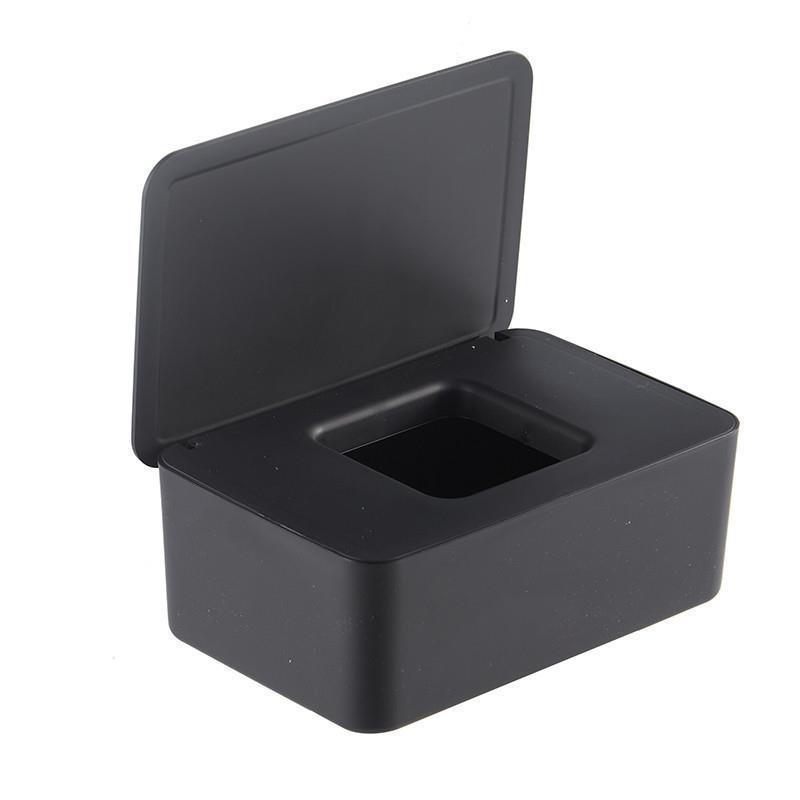 Black Wet Wipes Dispenser 18x11x7cm Dustproof Multifunctional - Image 1