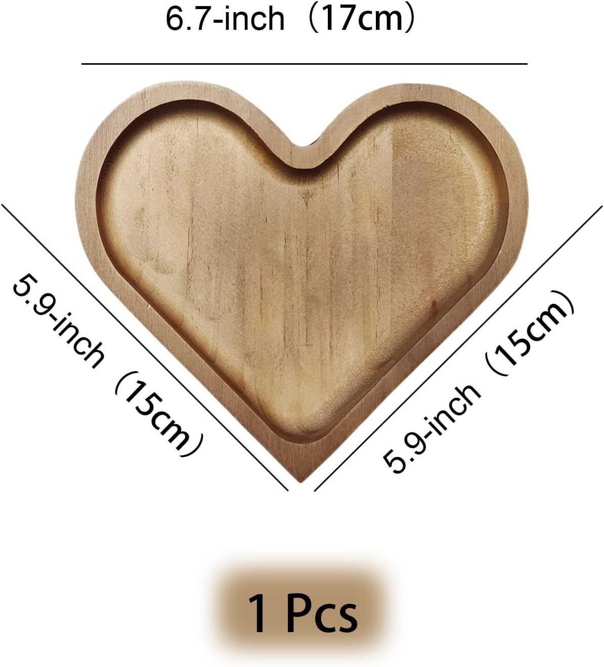 4-Piece Heart-Shaped Wooden Bowl Set Snack Fruit Dried Food Nut Candy Storage Decorative Display Bowls - Image 2