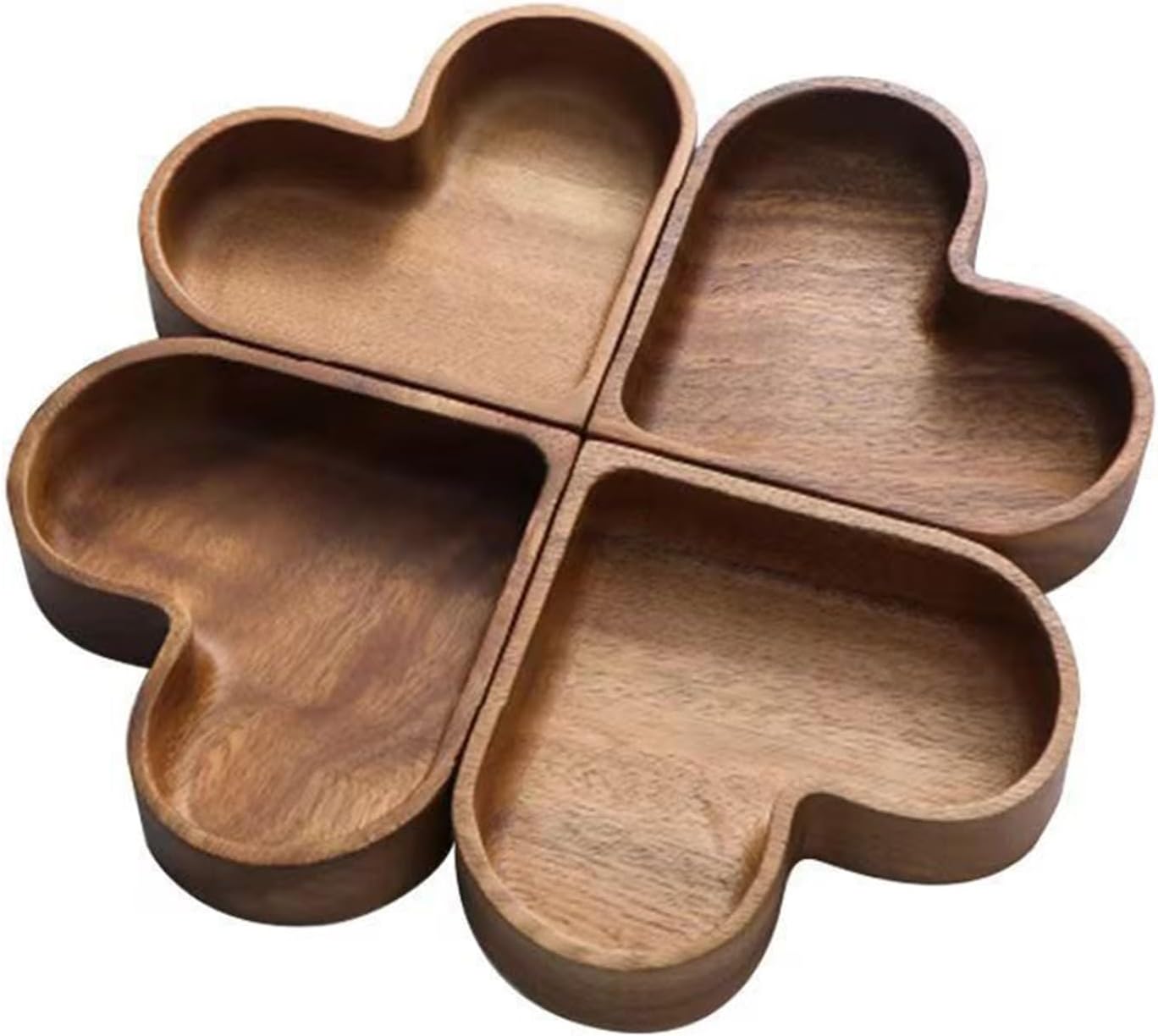 4-Piece Heart-Shaped Wooden Bowl Set Snack Fruit Dried Food Nut Candy Storage Decorative Display Bowls - Image 8