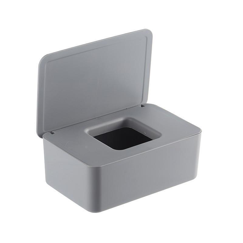 Grey Wet Wipes Dispenser 18x11x7cm Dustproof Multifunctional - Image 1