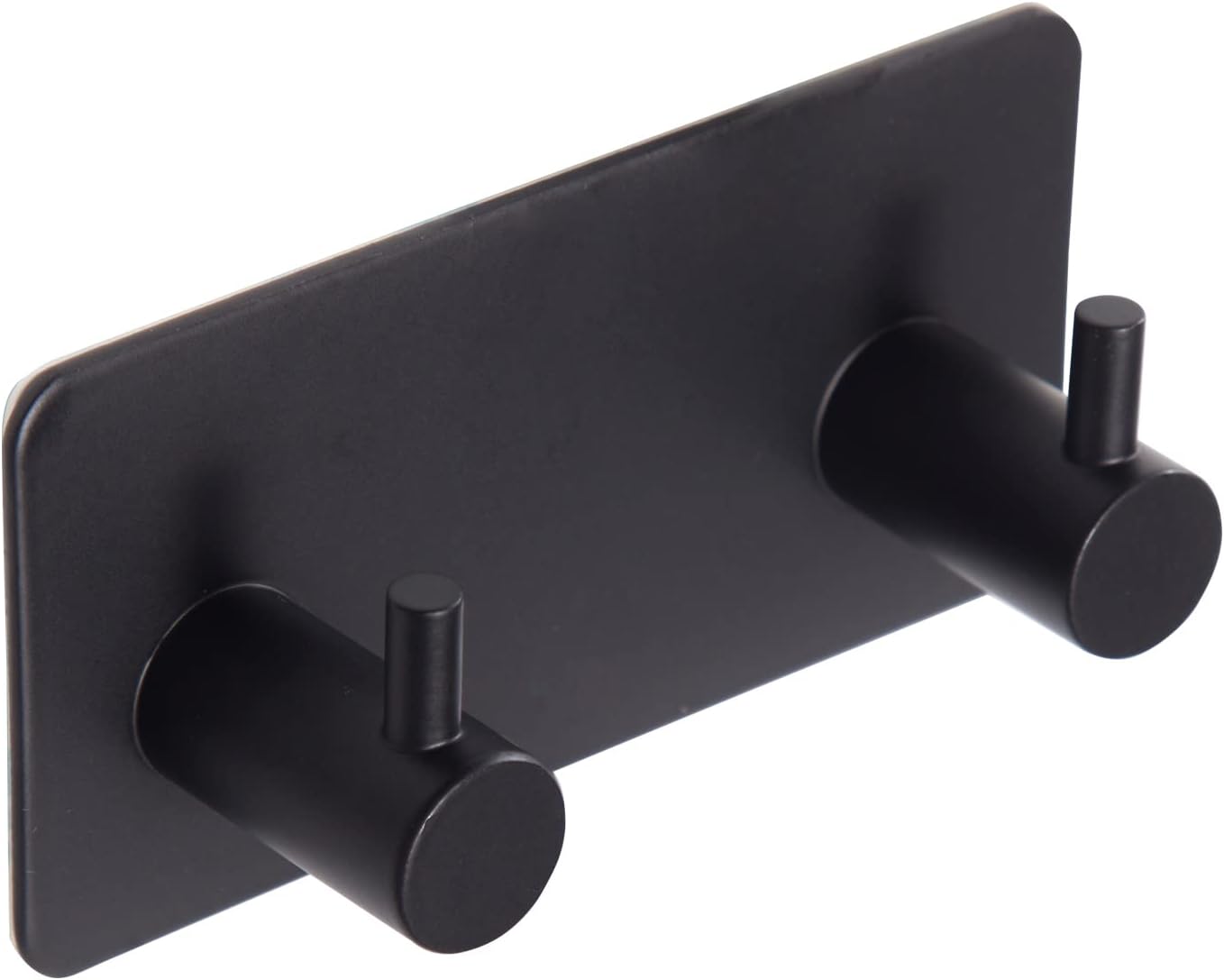 2 Pack Self Adhesive Stainless Steel Towel Hooks 304 Rust Proof Waterproof Black - Image 1