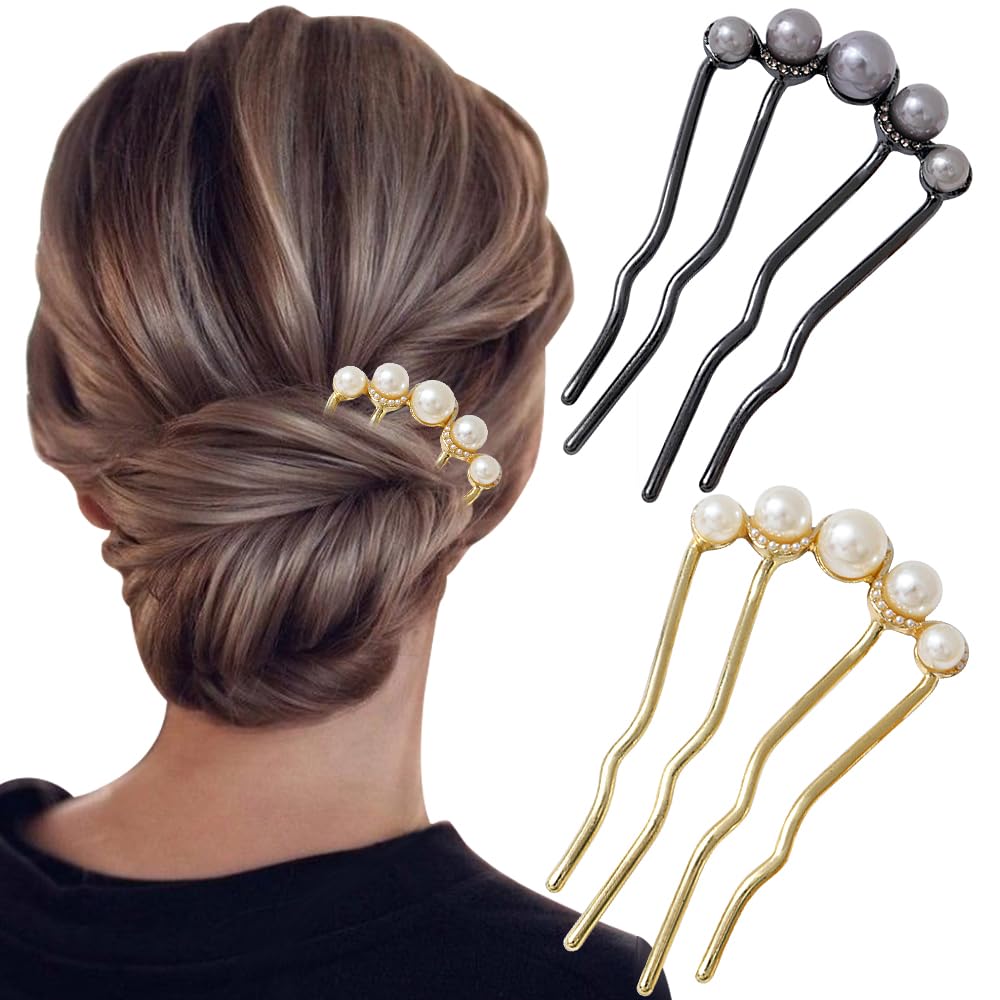 Pearl U-shaped Hair Clips 2 Pack Metal Hair Accessories Professional Hair Pins Bridal Party Festival Daily Use - Image 1