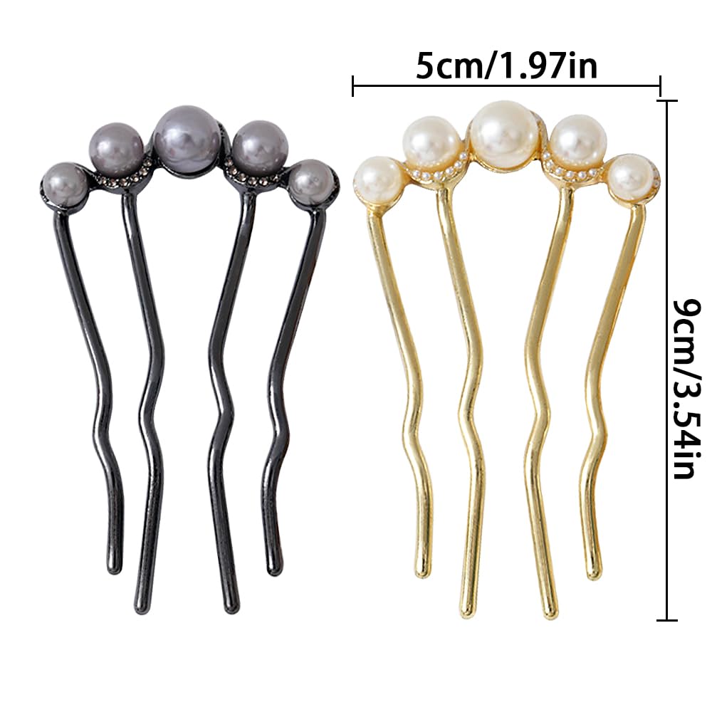 Pearl U-shaped Hair Clips 2 Pack Metal Hair Accessories Professional Hair Pins Bridal Party Festival Daily Use - Image 2