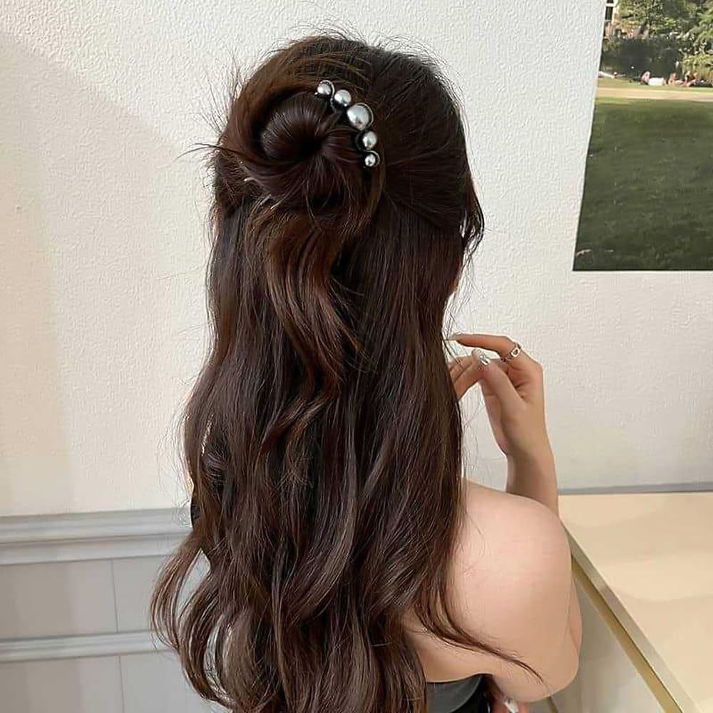 Pearl U-shaped Hair Clips 2 Pack Metal Hair Accessories Professional Hair Pins Bridal Party Festival Daily Use - Image 3