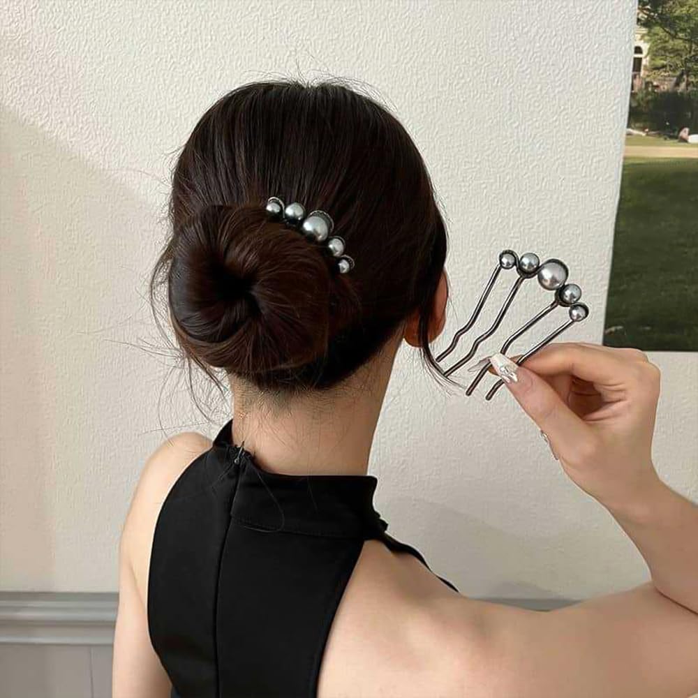 Pearl U-shaped Hair Clips 2 Pack Metal Hair Accessories Professional Hair Pins Bridal Party Festival Daily Use - Image 4