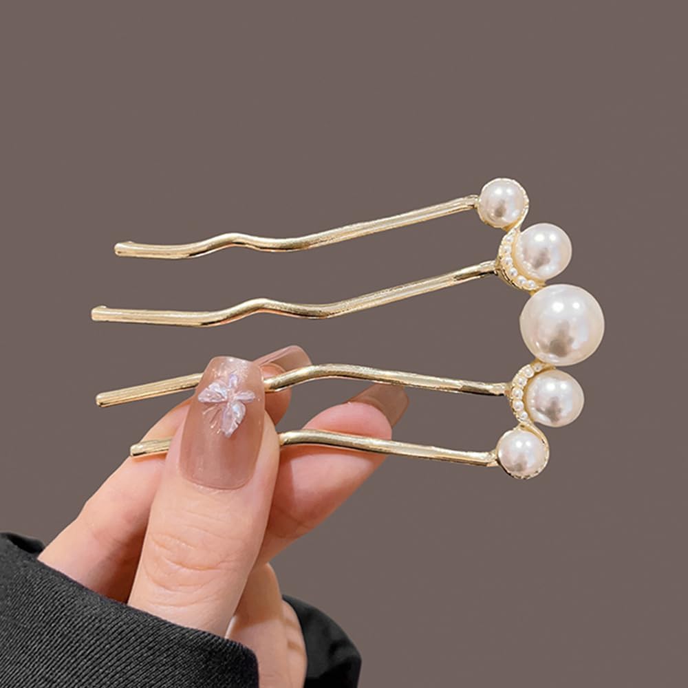 Pearl U-shaped Hair Clips 2 Pack Metal Hair Accessories Professional Hair Pins Bridal Party Festival Daily Use - Image 7