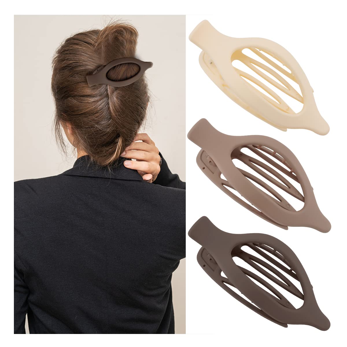Women's Hair Clips 3 Pack 12cm Non-Slip Hair Clamps Hair Accessories - Image 1